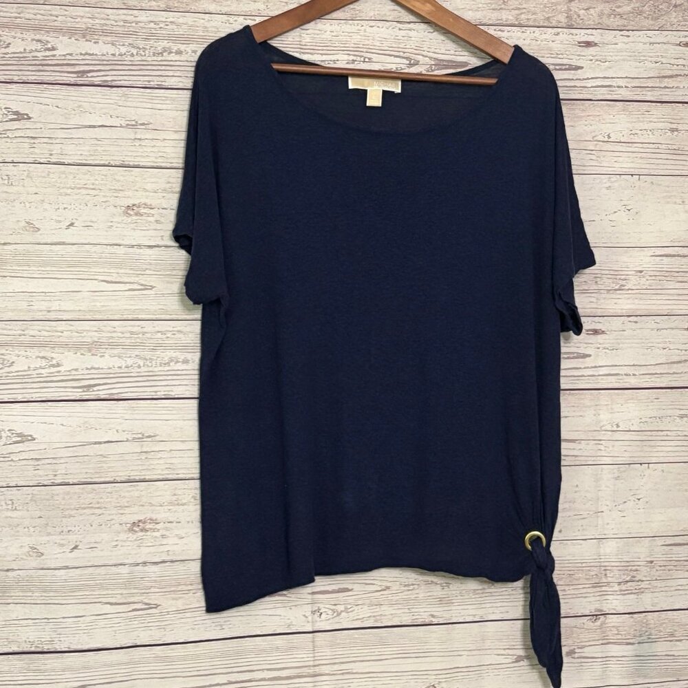 Michael Kors Navy Short Sleeve with Knot Detail XL - Picture 2 of 7